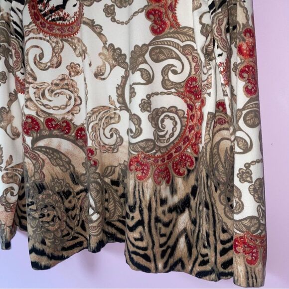 Chico's Size M Cardigan Boho Paisley Animal Print Open Front - Picture 7 of 7